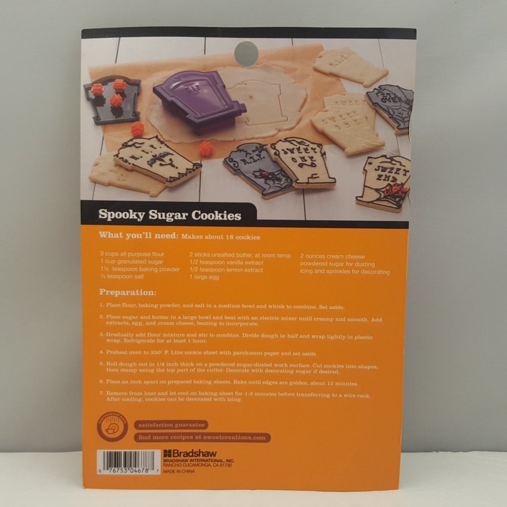 SWEET CREATIONS Tombstone Cookie Cutter Set w Lid & 5 Letter Stamps - Picture 3 of 7